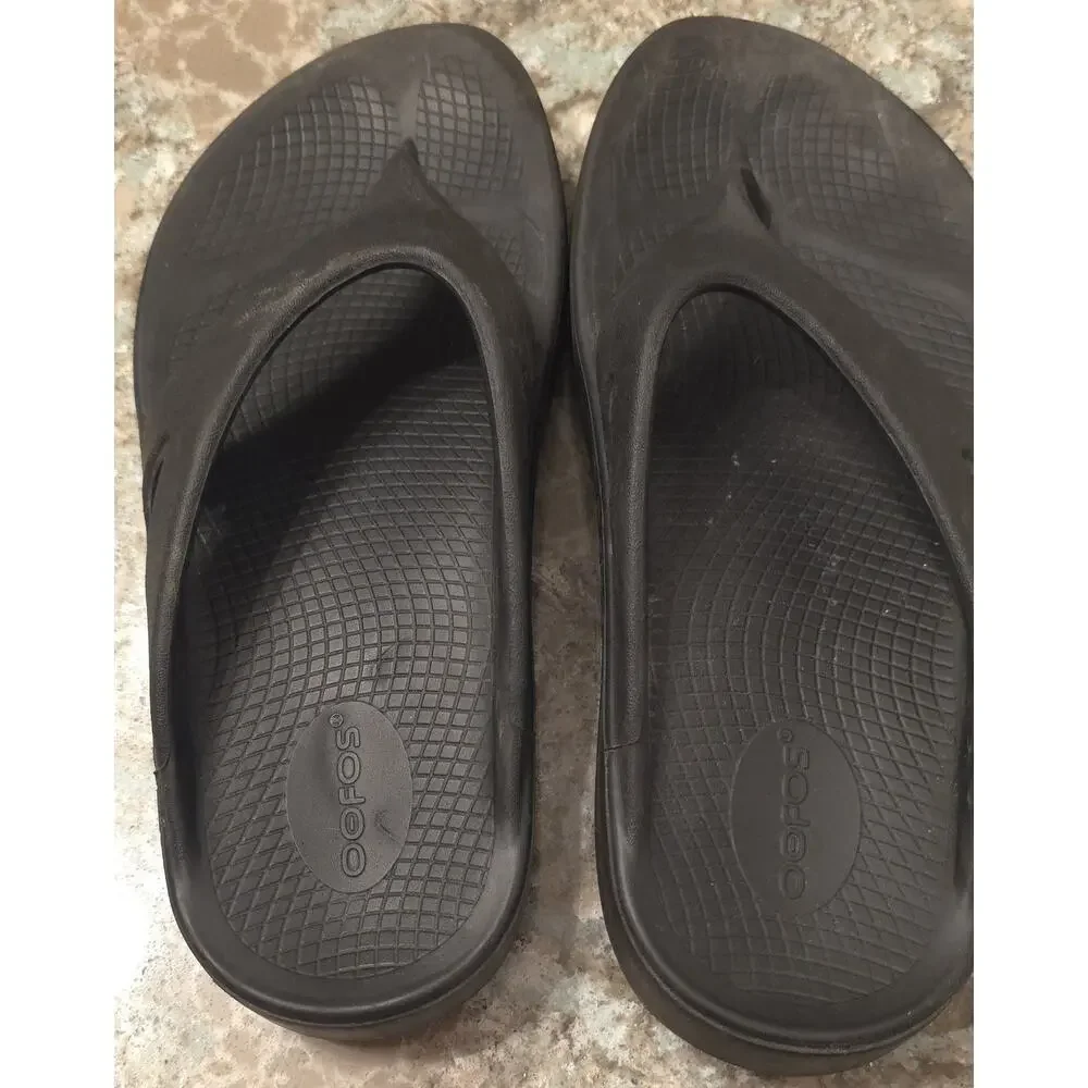 OOFOS OOriginal Unisex M8 W10 Sandals Thong Black Comfort Recovery Flip Flops